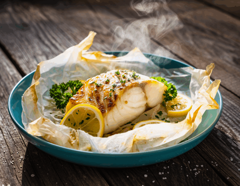 Pavé de morue en papillote